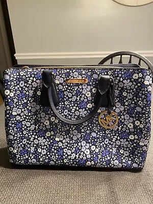 NWT $368 - Michael Kors Camille Blue Floral Large Satchel Handbag Purse • $269.99