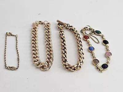  Vintage Estate Bracelets Gold Tone Scarab And Curb Chain Lot Of Four • $8.95