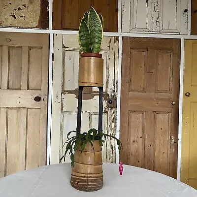 Vintage Bamboo Plant Stand Plant Pot Holder Tiki Boho Planter Jardiniere • £35