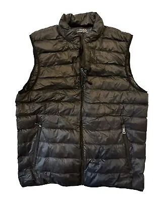 Polo Ralph Lauren Packable Puffer White Duck Down Vest Jacket Lightweight Black • $94.18