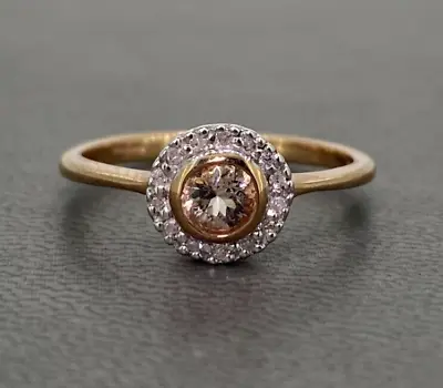 9ct Rose Gold Morganite & Diamond Cluster Ring Size M Hallmarked • $234.30