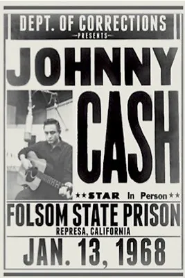 JOHNNY CASH - FOLSOM MUSIC POSTER - 24x36 - 1974 • $11.95