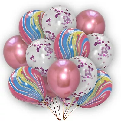 100 Multi Balloons 12 Inch LATEX Balons Helium Air Birthday Baby Shower Decor UK • £9.98