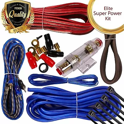 Complete 1000W 8 Gauge Car Amplifier Installation Wiring Kit Amp PK2 8 Ga Blue • $19.99