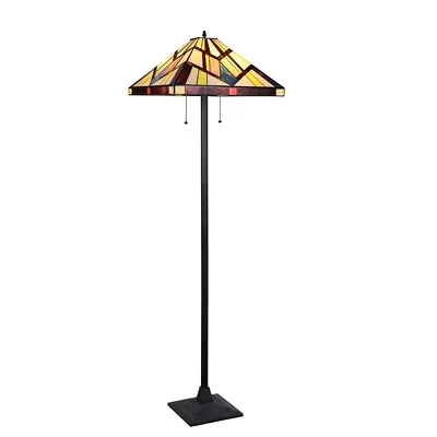 Stained Glass Tiffany Style Floor Lamp With Mission Design Shade • $229