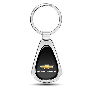 Chevrolet Suburban Black Dome Chrome Metal Teardrop Key Chain • $21.95