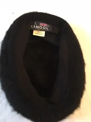 VINTAGE Kangol Rabbit Hair Hat Black Size Regular Beret Style Cap • $34.95