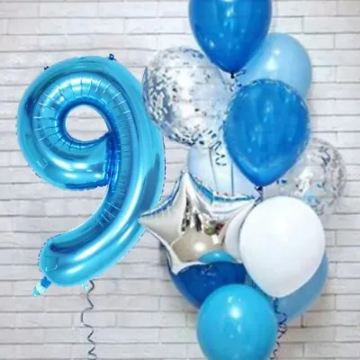 Blue Balloon Age 9 Bundle X12 Pieces Confetti 9th Birthday Party Decorations  • £5.99