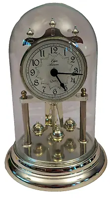 Vintage Elgin Glass Dome Rotating Pendulum Quartz Anniversary Clock NIB • $38.99