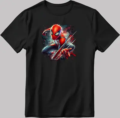 Spiderman Marvel Avengers Short Sleeve White-Black Men's / Women's N507 • £10