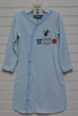 NBA Miami Heat Blue/White Striped Gown Size 0-3 Mos NWT Sample Flaw Fixed • $5.99
