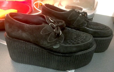 £30 • Buy Underground Wulfrun High Platform Creepers Black Suede Used Goth Punk UK 8 EU 42