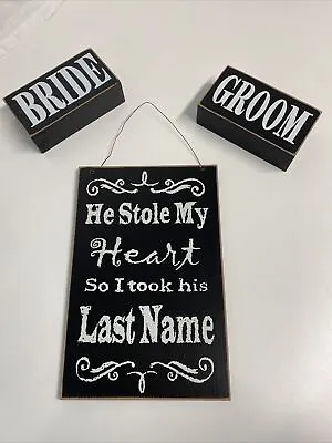 He Stole My Heart So I Took His Last Name -Vintage Rustic Look Wedding Decor • $12.95