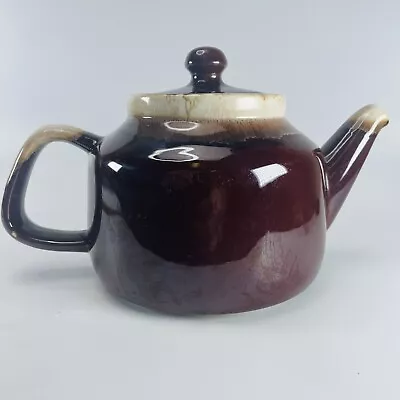 Vintage McCoy Pottery #163 Made In USA Ceramic Brown White Drip Glaze Teapot • $19.95