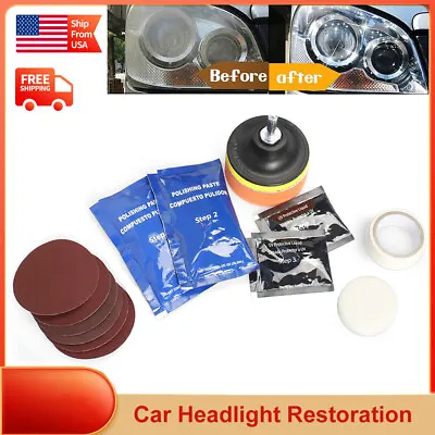 Car Headlight Lens Restoration Repair Kit Polishing Cleaner Cleaning Tools Clean • $14.99