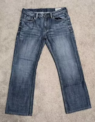 Buffalo David Bitton Mens Jeans Sz 32x32 Brady Straight Dark Wash Thick Stitch • $21.99