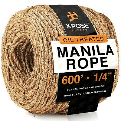 Manila Rope - 3 Strand Cordage Twisted Braided Rope - 1/4  600 Feet • $98.99