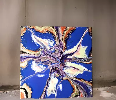 Painting Acrylic Abstract 12  X 12  Original Fluid Art On Canvas PURPLE SERPENT • $39.99