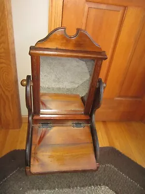 Antique Oak Slope Top Writing Desk With Swing Mirror • $185