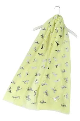 Yellow Unicorn Scarf Silver Foil Magical Unicorn Christmas Gift Clearance Sale • £4.99