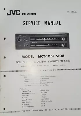 JVC - Nivico - MCT-105E/5108 - AM/FM Stereo Tuner - Service Manual • $15