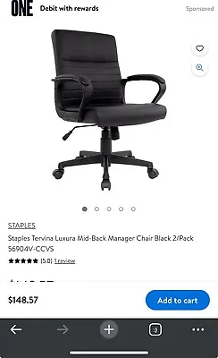 Staples Tervina Mid-Back Managers Chair - Black • $80