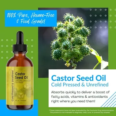 Castor Seed Oil - 100% Pure Organic Unrefined Hexane-Free Food Grade Vegan • $27.50