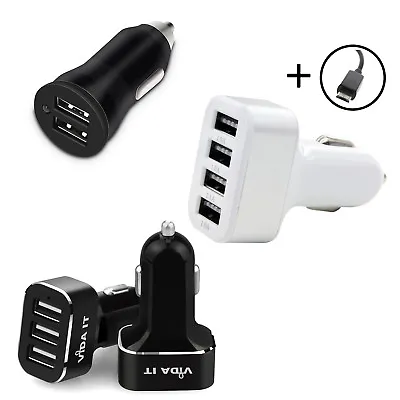 £9.99 • Buy Multi Port 2 3 4 In 1 USB PLUG CAR CHARGER POWER ADAPTER CAR KIT WITH FREE CABLE