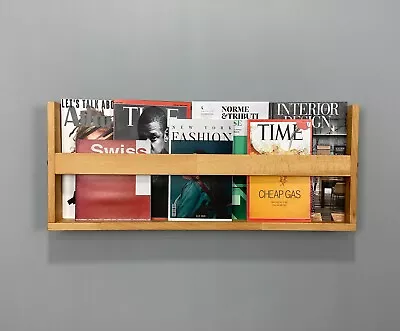 Magazine Rack  Wall Hung Wooden Magazine Holder  Modern Wall Mounted Magazine  • $125