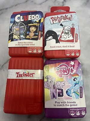 X4 TWISTER CLUEDO PICTUREKA MY LITTLE PONY SHUFFLE CARD GAMES Mini Board Game • £19.95