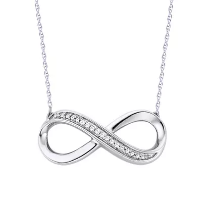 .925 Sterling Silver Diamond Accent Infinity Necklace 18 Inch • $90.71