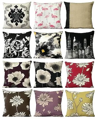 Cushion Cover Or Cushion Linen Effect In 9 Designs NEW 17  X 17  • £5.99