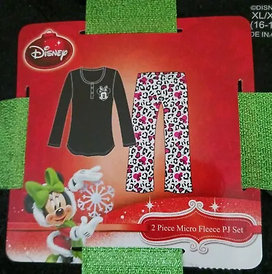 Disney 2 Pc Soft Cozy Fleece Minnie Mouse Pajamas Pjs Sleep Lounge Wear XL 16 18 • $27.99