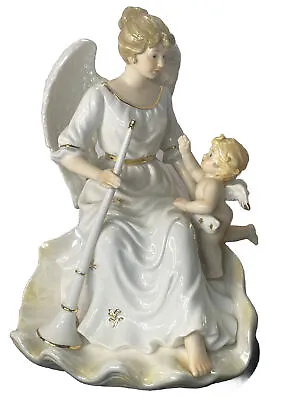 Vintage Mark O'Well Porcelain Angel With Dove Horn And Cherub- K • $34.99