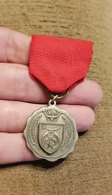 Rare Vintage Silver Tone Masonic  Shriners Unknown Medal Ribbon Badge Pin • $12.95