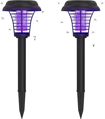 2PC Solar Powered Outdoor Mosquito Fly Bug Insect Zapper Killer Trap Lamp Light • $12.99