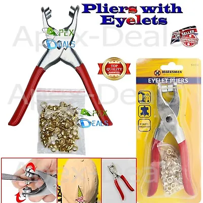 Eyelet Pliers Canvas Fabric Punch Tool DIY Craft Setter Hole Leather+100 Eyelets • £4.10