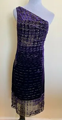 Leon Max Limited Purple Textured SilkBlend One Shoulder Lined Sleeveless Dress 4 • £17.85