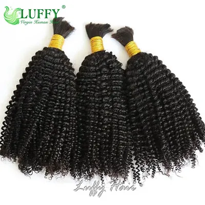 Afro Kinky Curly Human Hair Bulk For Braiding Mongolian Remy Bulk Hair No Weft • $24.82