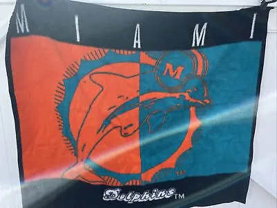 Vintage Miami Dolphins Biederlack Stadium Blanket Throw NFL Football 58 X 50. B1 • $29.95