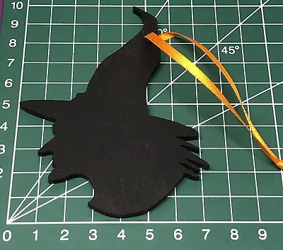 £3.30 • Buy Halloween Hanging Decoration Black Witch Laser Cut Painted Plywood. With Ribbon.