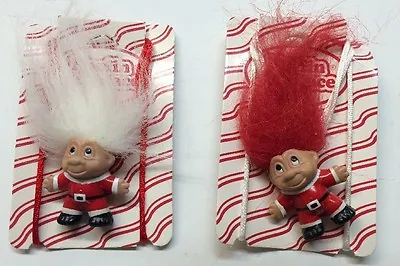 2-Troll Necklaces Norfin  1-1/2  White Red Hair 1992 SANTA TROLLS Vintage • $9.99