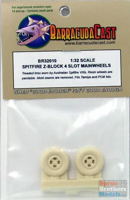 BARBR32010 1:32 BarracudaCast Spitfire Z-Block 4 Slot Mainwheels (TAM/PCM Kits) • $13.79