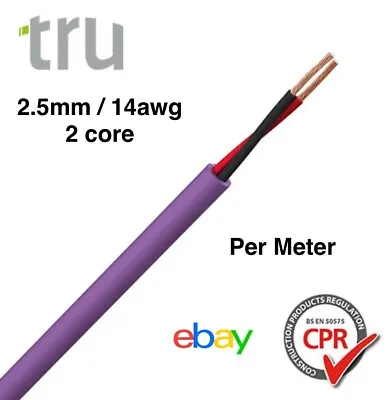  2.5mm 2 Core 14awg Ofc Speaker Wire/cable Per Metre (lshf Violet) Pro Grade • £2.96