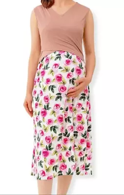 Womens Nursing Tank Dress Sleeveless Maternity Nursing Dress Floral Size Large • $12.88