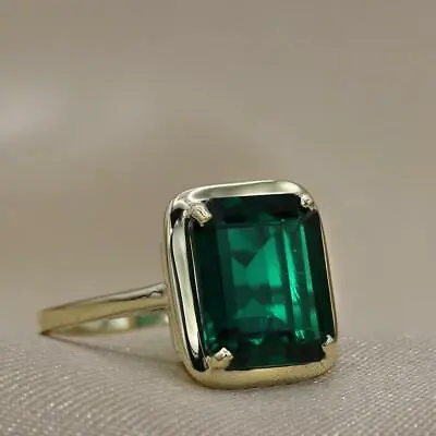 925 Sterling Silver Green Emerald May Birth Stone Ring Gift For Her • $119