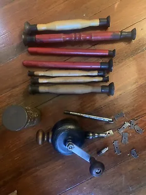 VINTAGE Antique SIOUX ALBERTSON HAND CRANK VALVE LAPPER Extra Bits And Sticks! • $35