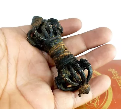 $66 • Buy Rare 3  Dorje Vajra Pestle Old Antique Finish Buddhist Brass Tibetan Nepal Décor