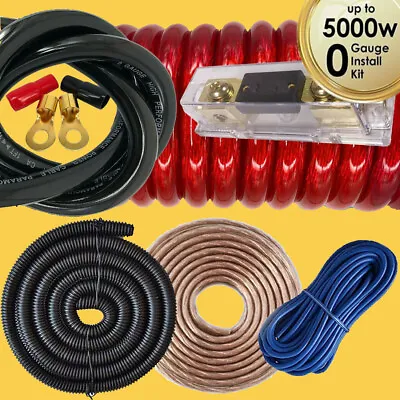 £24.99 • Buy 5000W 0 Ga AWG Gauge Car Amp Audio Amplifier Wiring Kit Cable Subwoofer