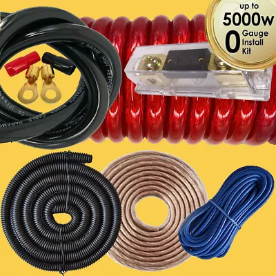 5000W 0 Ga AWG Gauge Car Amp Audio Amplifier Wiring Kit Cable Subwoofer • £23.99